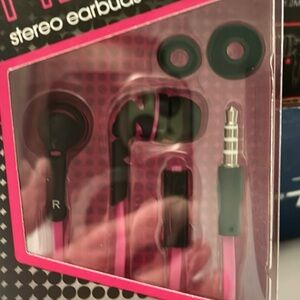 NEON Pink and Black Stereo Earbuds